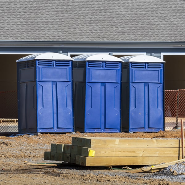 how often are the porta potties cleaned and serviced during a rental period in Dana IA